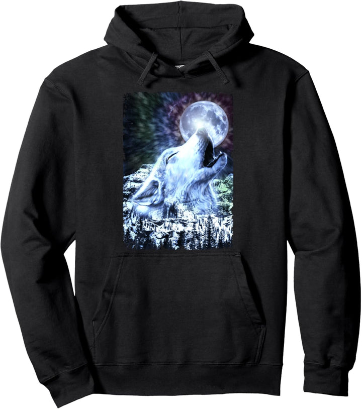 Heulender Wolf Mond Wölfe Winter Pullover Hoodie