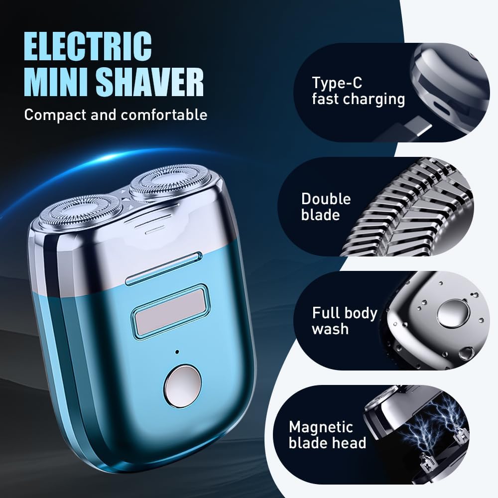 2025 Neu Rasierer Herren Elektrisch, Mini Portable Electric Shaver, IPX7 Wasserdicht Mini Trockenras