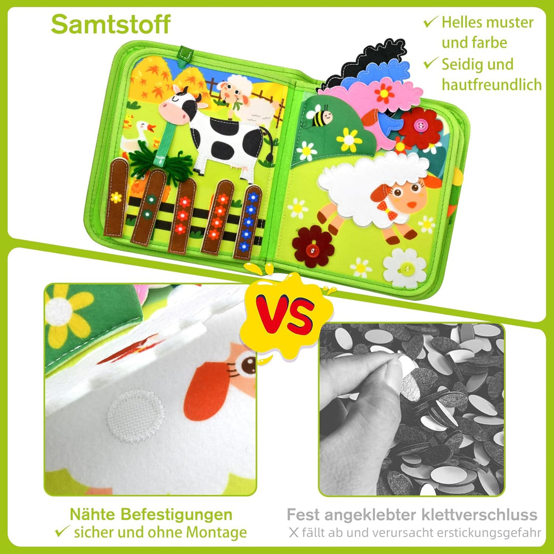 Meafeng® Busy Board Montessori Spielzeug ab 1 2 3 Jahre, 20 in 1 Quiet Book Activity Board mit Bauer