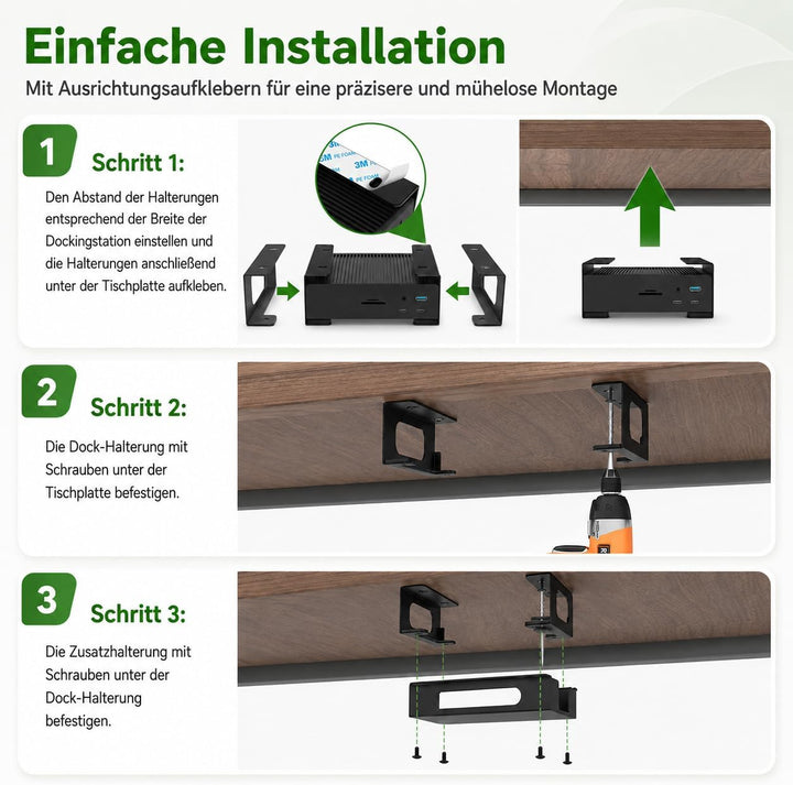 Metall Untertisch Halterung Kompatibel mit CalDigit TS4 / TS3 Plus / TS5 Dock + Netzteil Ladekabel V