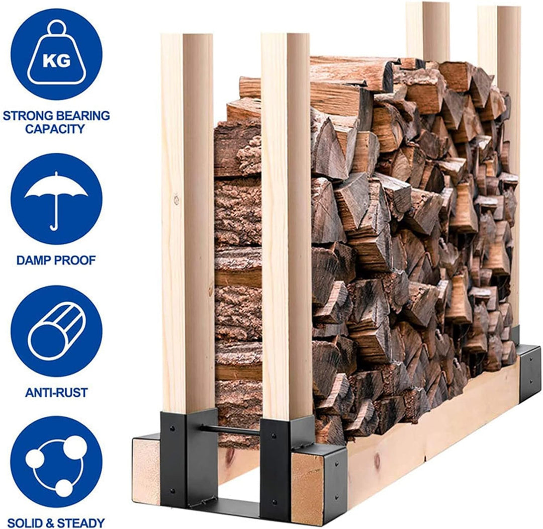 Hapivida Aussenbereich Kaminholz Stapelhilfe,Längen Verstellbarer Holzstapelhalter mit Schrauben für