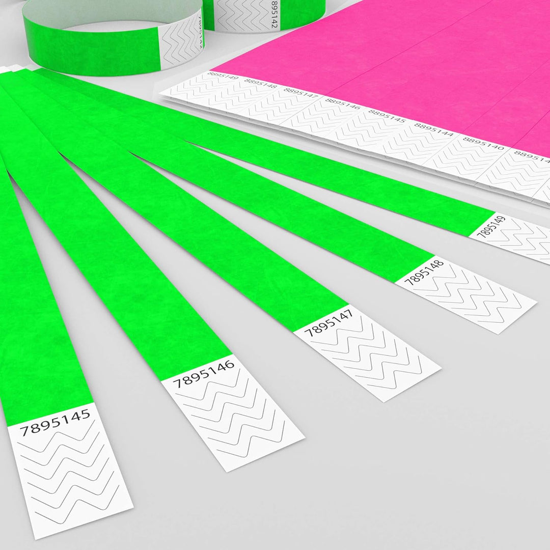 Grün+Pink Vorteilspack: 2x500 Eintrittsbänder aus Tyvek zum selbst gestalten und bedrucken von GA Ev