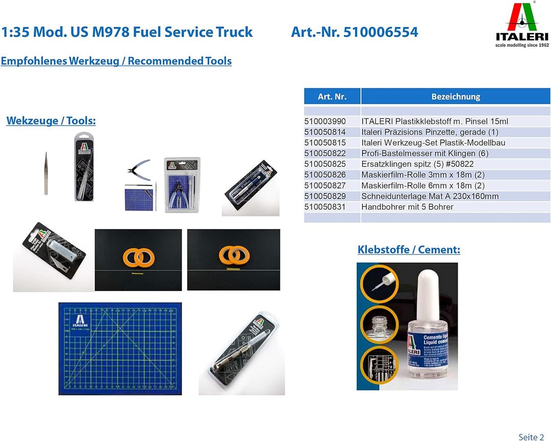 Italeri 510006554" 1:35 Mod. US M978 Fuel Service Truck Fahrzeug, Nicht bemalt