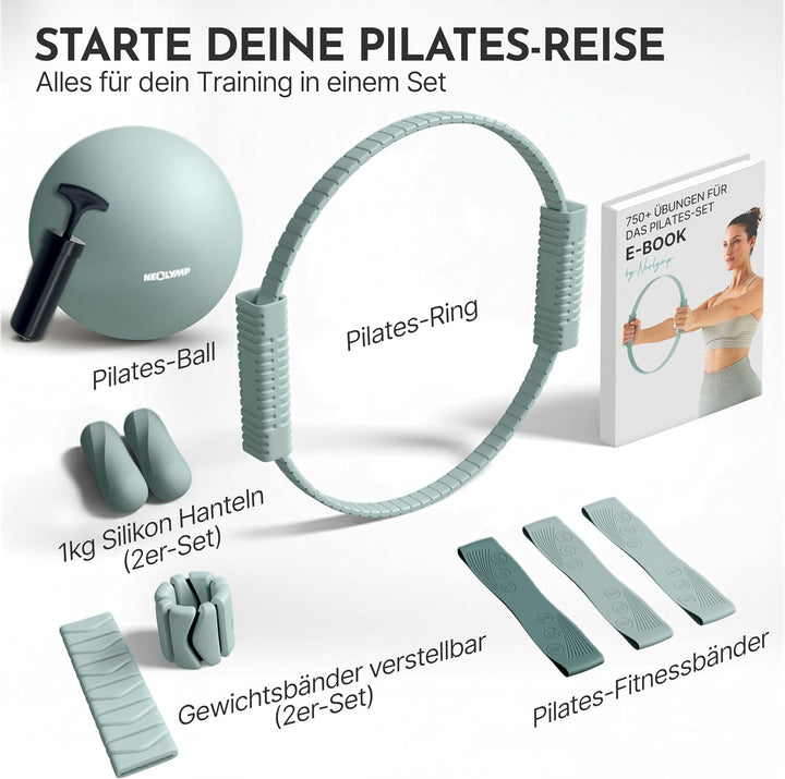 NEOLYMP Pilates Set für Zuhause – Pilates Ball, Pilates Ring &amp; Gewichte – Komplettes Pilates Zubehör
