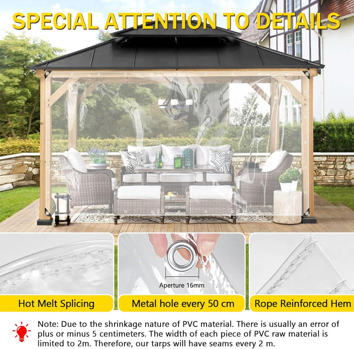 Transparente Plane mit ösen 420g/m² 0.8x1.5m, Abdeckplane Zeltplane Wasserdicht mit Seil und Kabelbi