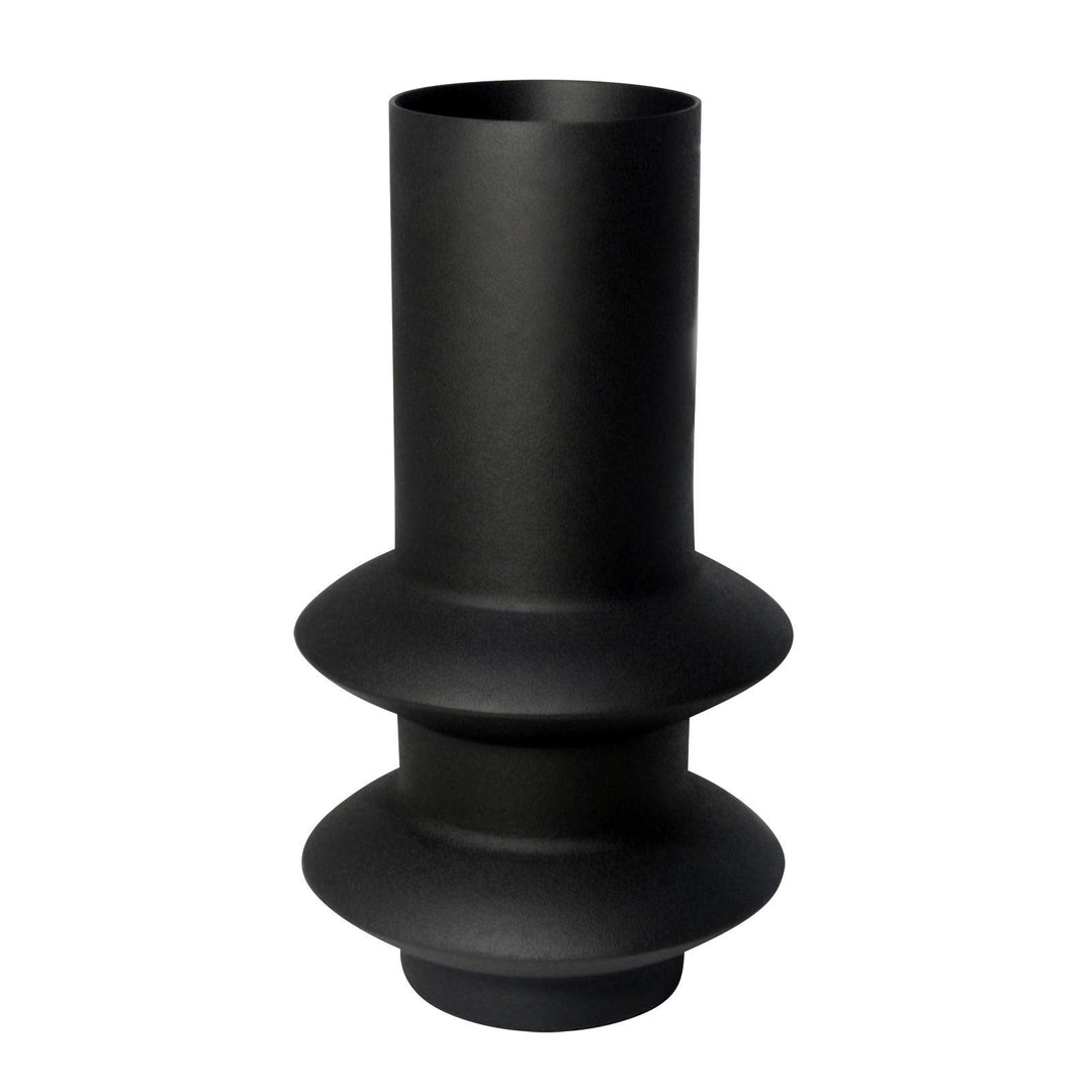 LaLe Living Vase SEMRA in Schwarz mit strukturierter Oberfläche aus Eisen, 11 x 19,5 cm als dekorati