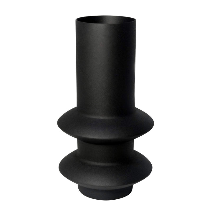 LaLe Living Vase SEMRA in Schwarz mit strukturierter Oberfläche aus Eisen, 11 x 19,5 cm als dekorati