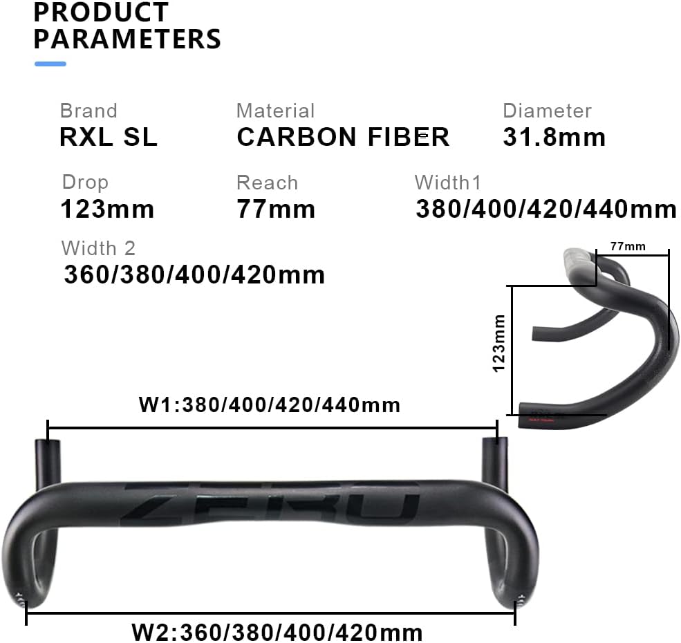 RXL SL Carbon rennrad Lenker schwarz UD matt 31.8 * 420mm fahrradlenker, ohne Logo UD matt 31.8*420m