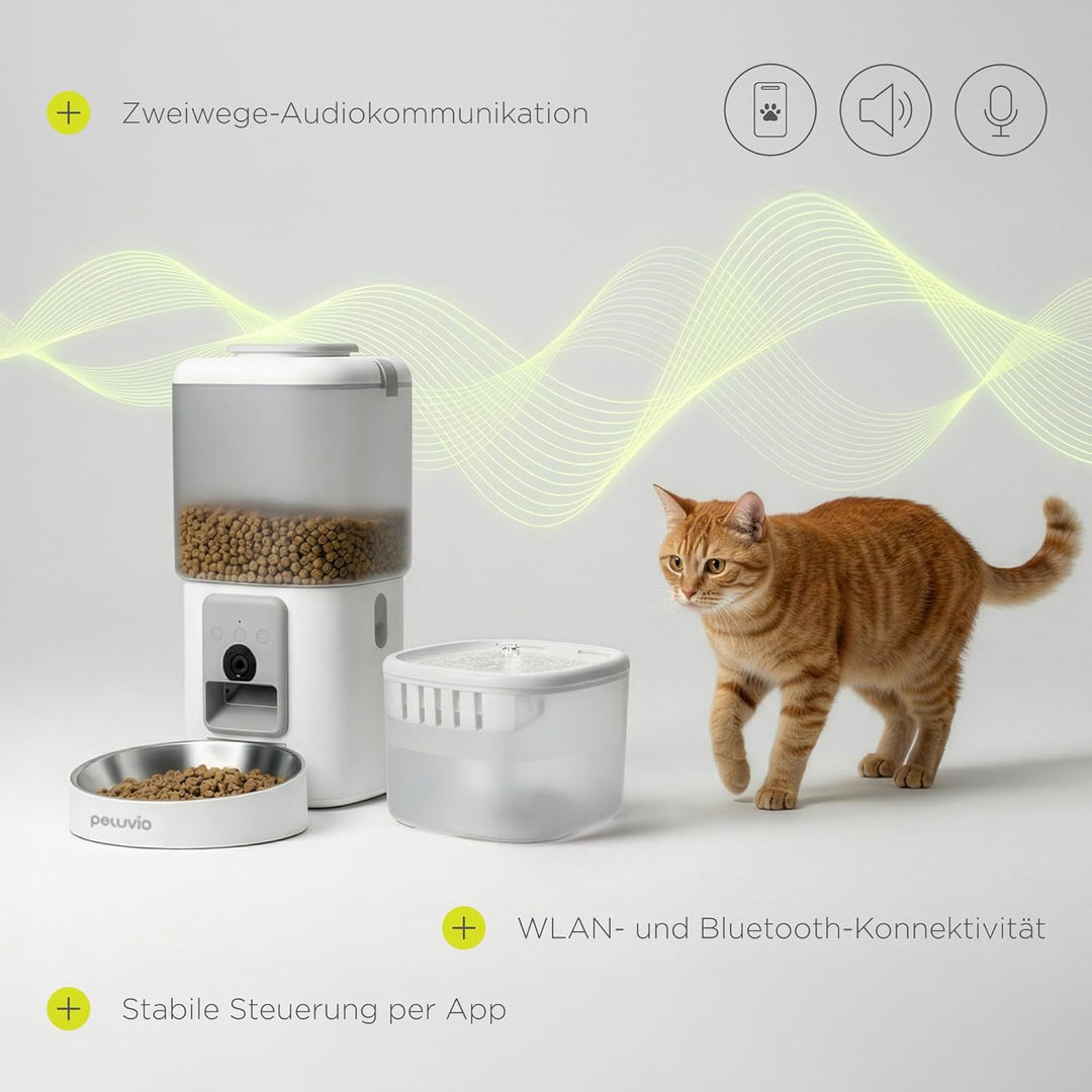 Feast Automatischer Futterautomat Katze mit App und Kamera, Live-Video mit Nachtsicht und Zwei-Wege-