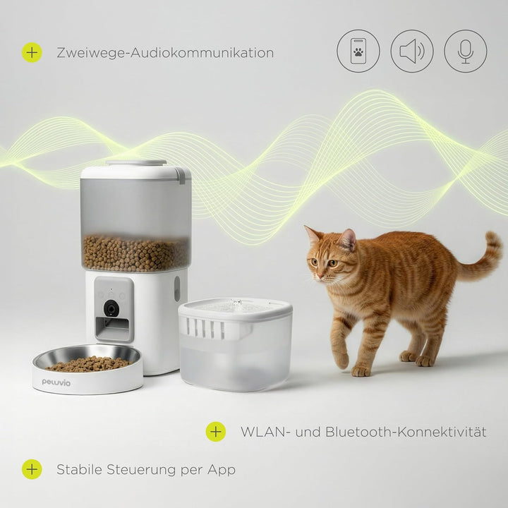 Feast Automatischer Futterautomat Katze mit App und Kamera, Live-Video mit Nachtsicht und Zwei-Wege-