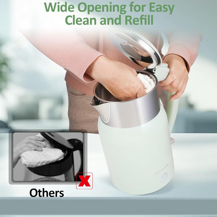 Wasserkocher Edelstahl mit 1.8 Liter,2200 Watt Schnellkochend Elektrischer Wasserkocher BPA Frei,Dop