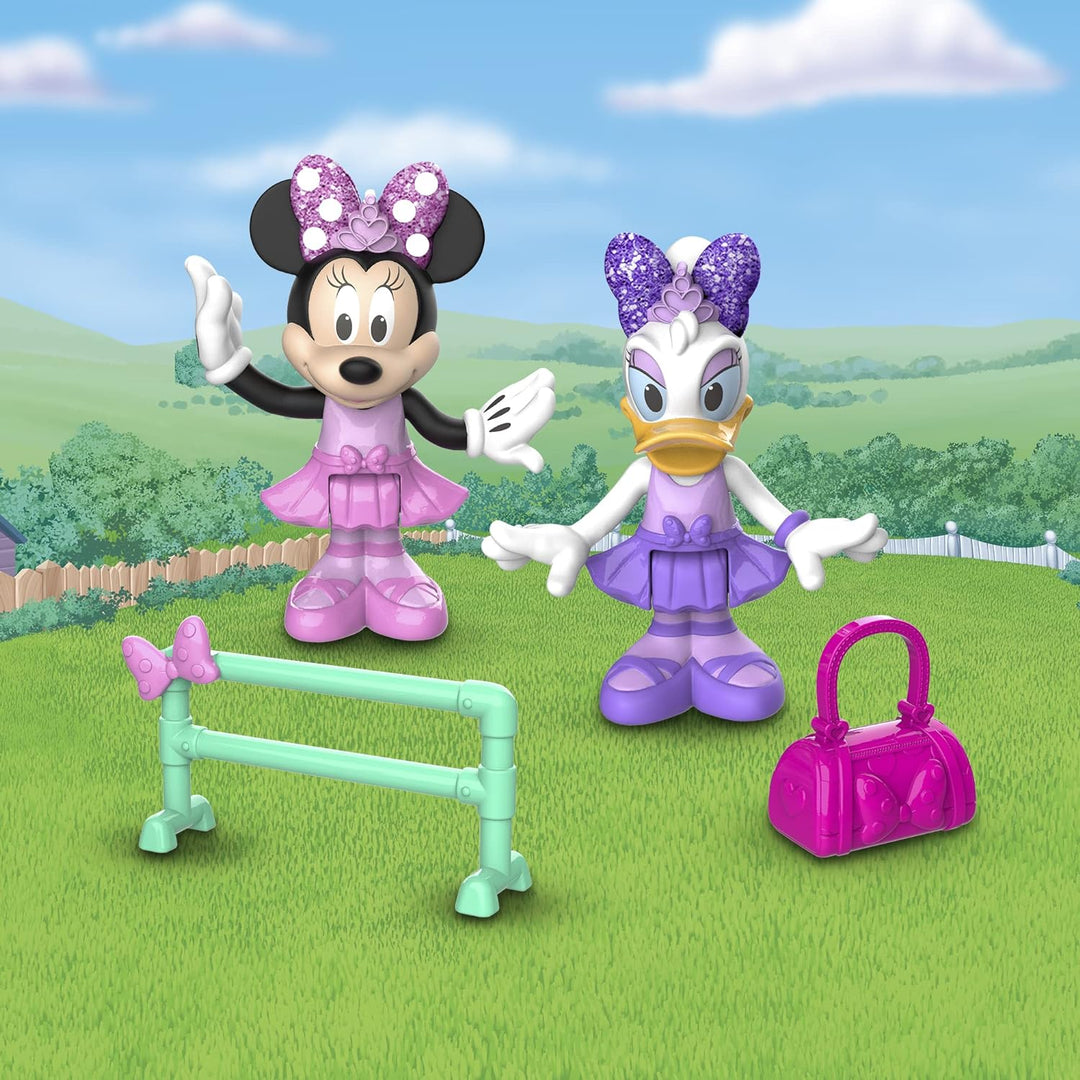 Disney Minnie MCN172, 2 bewegliche Figuren, 7,5 cm, mit Zubehör, Thema Ballerina, Spielzeug für Kind