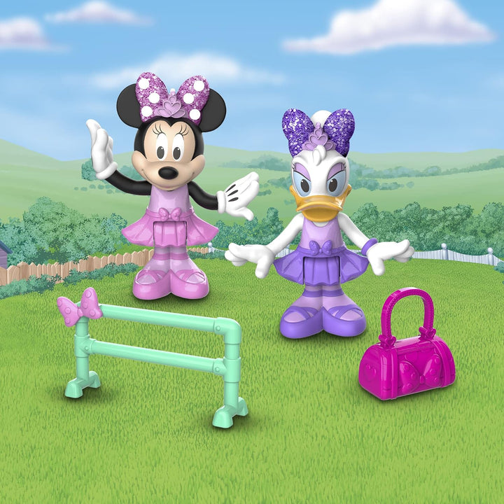 Disney Minnie MCN172, 2 bewegliche Figuren, 7,5 cm, mit Zubehör, Thema Ballerina, Spielzeug für Kind