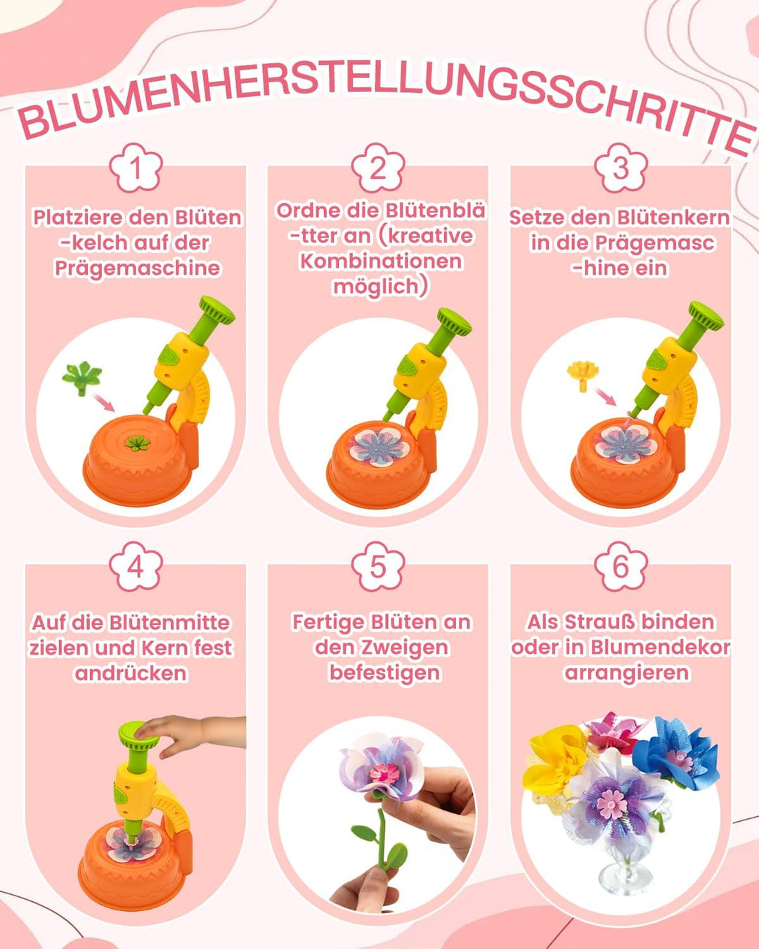 Glowsprout DIY Blumenbastelset für Kinder von 3 bis 12 Jahren - Zubehör schöne Stoffblumensträusse b
