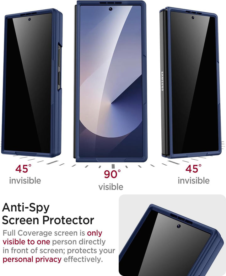 Miimall Kompatibel mit Samsung Galaxy Z Fold 7 Hülle mit S-Pen & Stifthalter, [Anti-SPY Displayschut