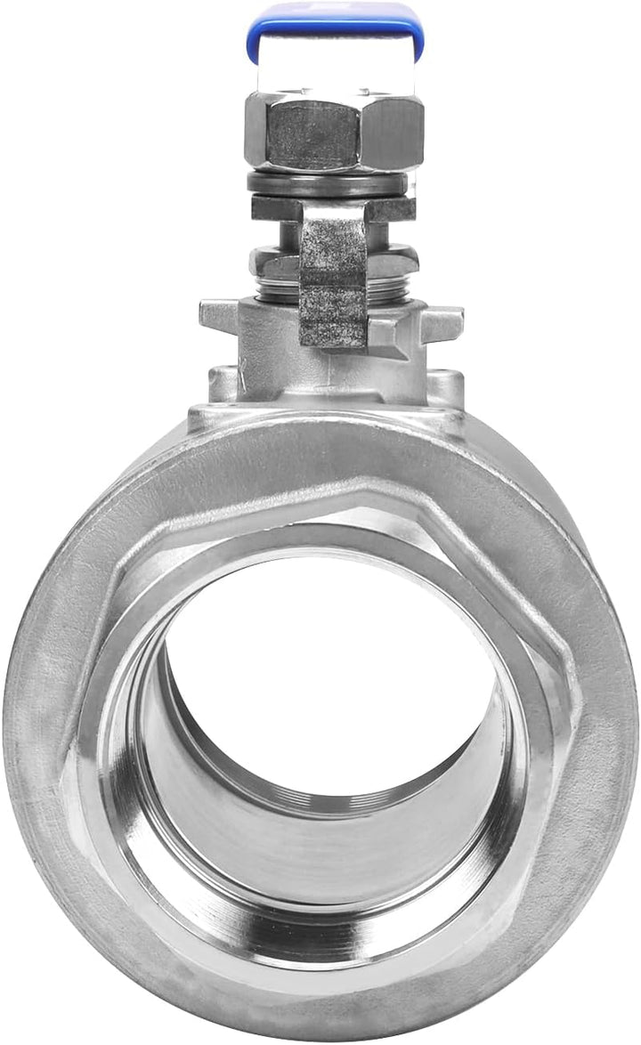 DERNORD Vollanschluss-Kugelhahn Edelstahl 304 Heavy Duty für Wasser, Öl und Gas mit blauen Verriegel