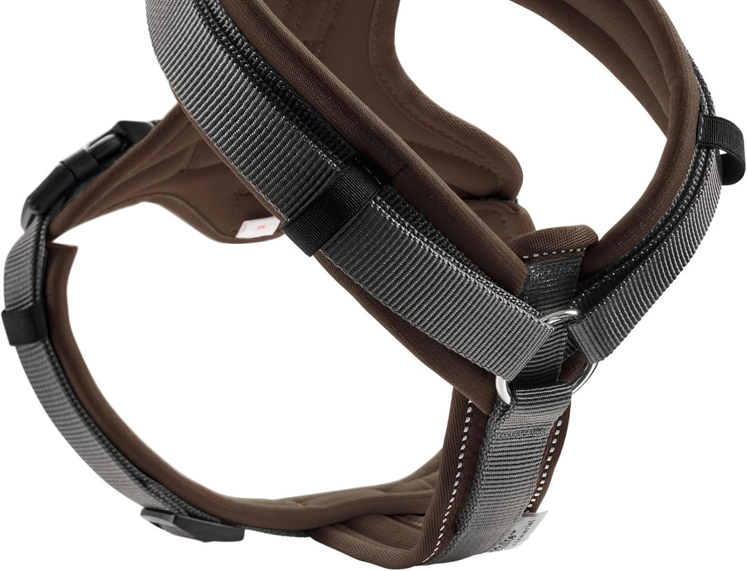 Hunter Hundegeschirr Maldon UP, Farbe: braun/grau, weich gepolstert & komfortabel, stark reflektiere