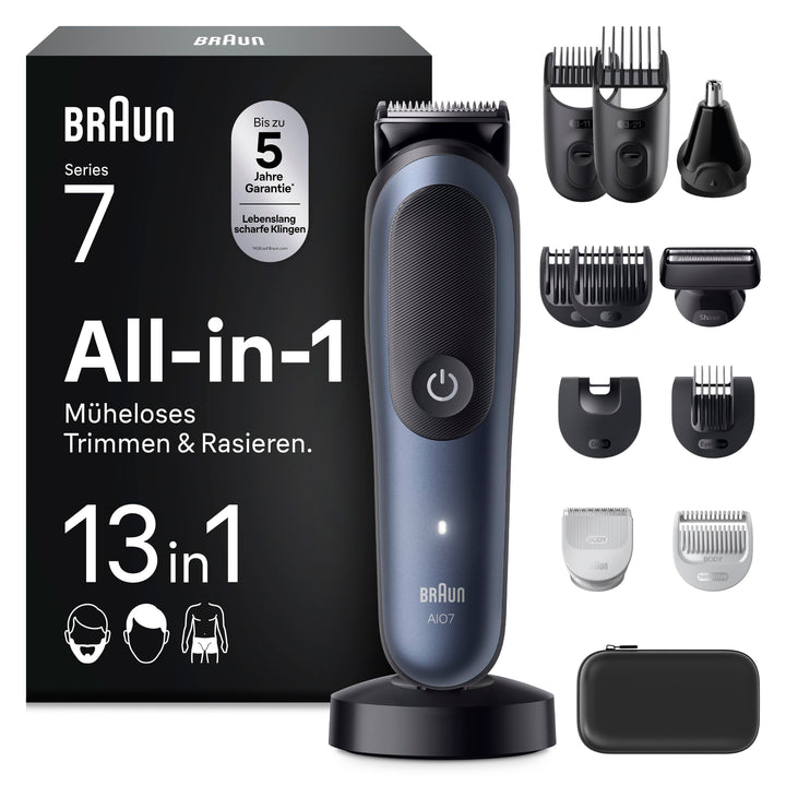 Braun All-in-One Trimmer-Set 7, 13-in-1 Multigroom, Haarschneidemaschine für Gesicht, Kopf und Körpe