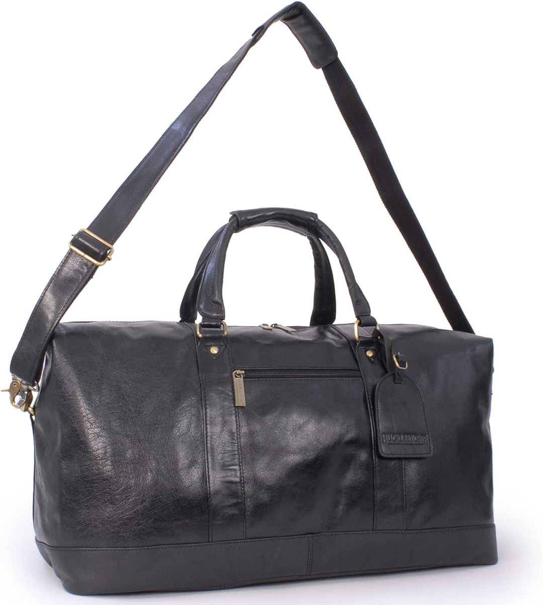 BUCKLESTONE - Leder - Reisetasche/Freizeittasche/Sporttasche von York - Schwarz, Schwarz