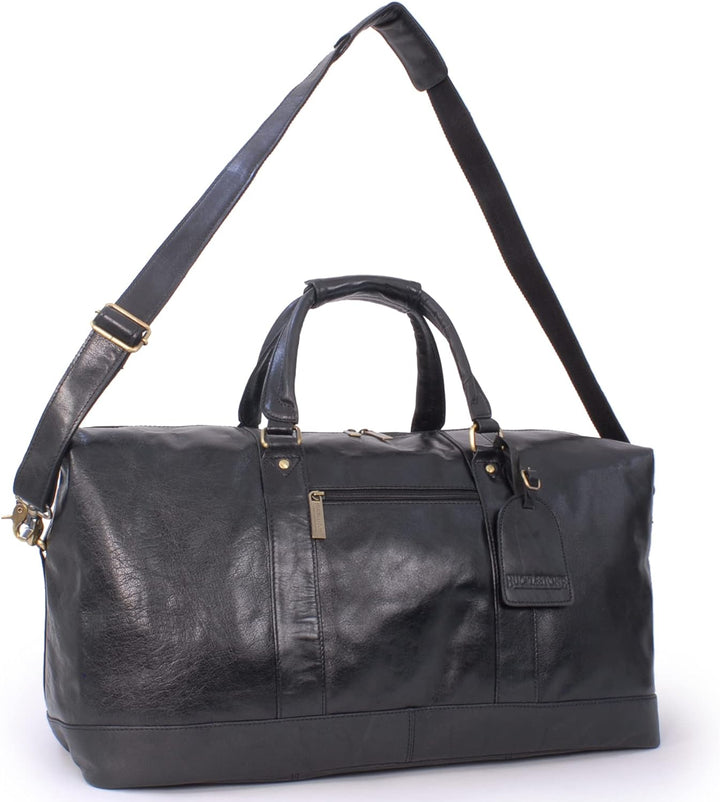 BUCKLESTONE - Leder - Reisetasche/Freizeittasche/Sporttasche von York - Schwarz, Schwarz