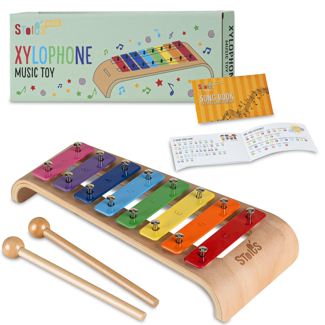 Stoie's 8 Fliesen Regenbogenfarben C-Key Xylofon Klavier Keyboard Spielzeug für Kinder Kleinkinder m