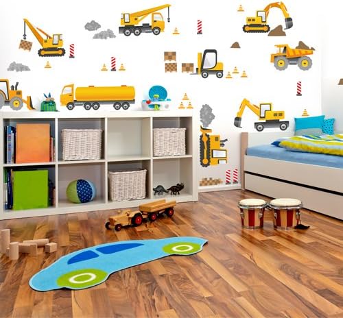 Wandkings Baumaschinen Wandsticker Megapack Set, 58 Aufkleber, Gesamtfläche 260 x 70 cm