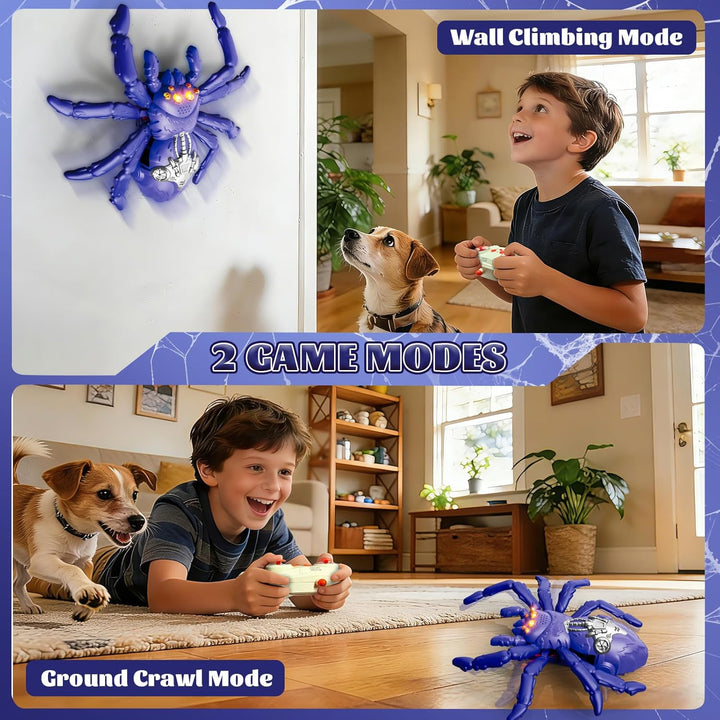 Wall Crawling Spider, Rechargeable Remote Control Robot Kids Toys, Wall Climbing Funny Prank Toys Bi