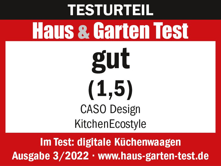 Caso Kitchen Ecostyle - Design Küchenwaage, digitale Küchenwaage mit kinetischer Energie, keine Batt