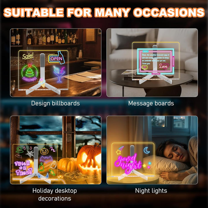 LED Zeichenbrett, 30x20cm LED Notiztafel mit 7 Farben Stift, Leuchtendes Zeichenbrett für Kinder, Ac