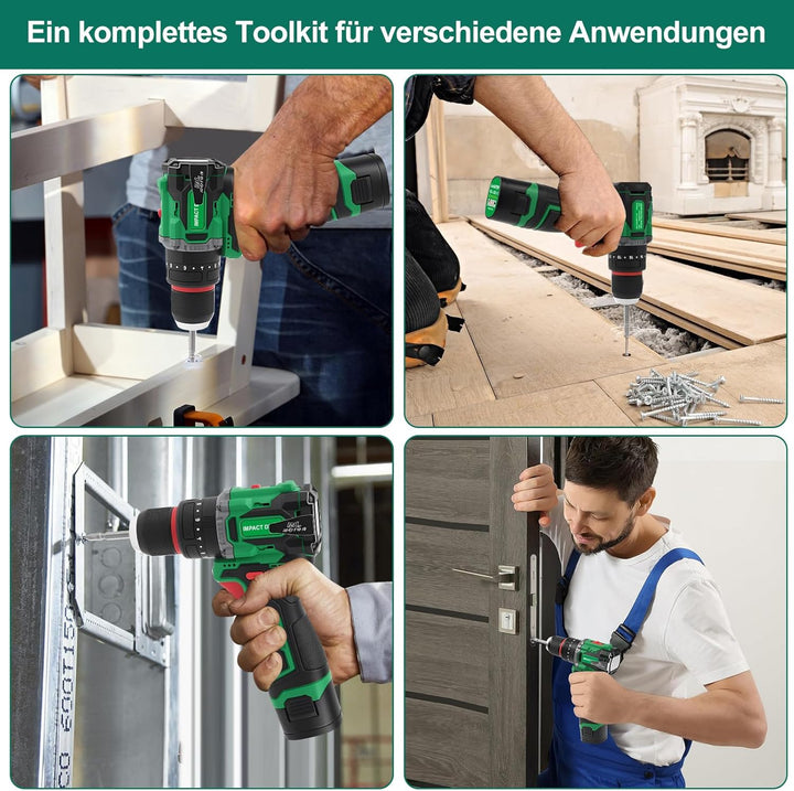 Akku Bohrschrauber, 16.8V 50 N.m Akkuschrauber Klein Bohrmaschine Akkubohrschrauber Set Mit 2 * 2.0a