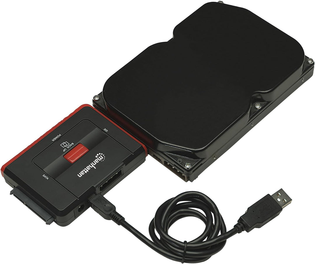 Manhattan USB 2.0 auf SATA/IDE Adapter 3-in-1 Adapter mit one-Touch-BackuP, USB 2.0 auf SATA/IDE Ada