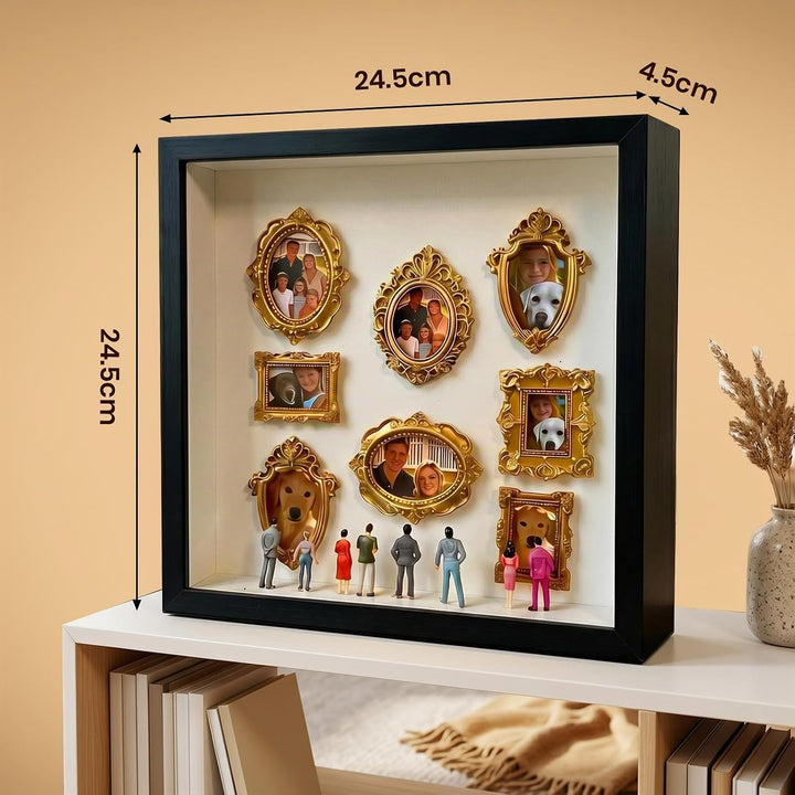 DIY Mini Museum Silhouette Box, Mini Figuren Menschen Museum Mit 8 Figuren, 8 Gold Rahmen für Hochze