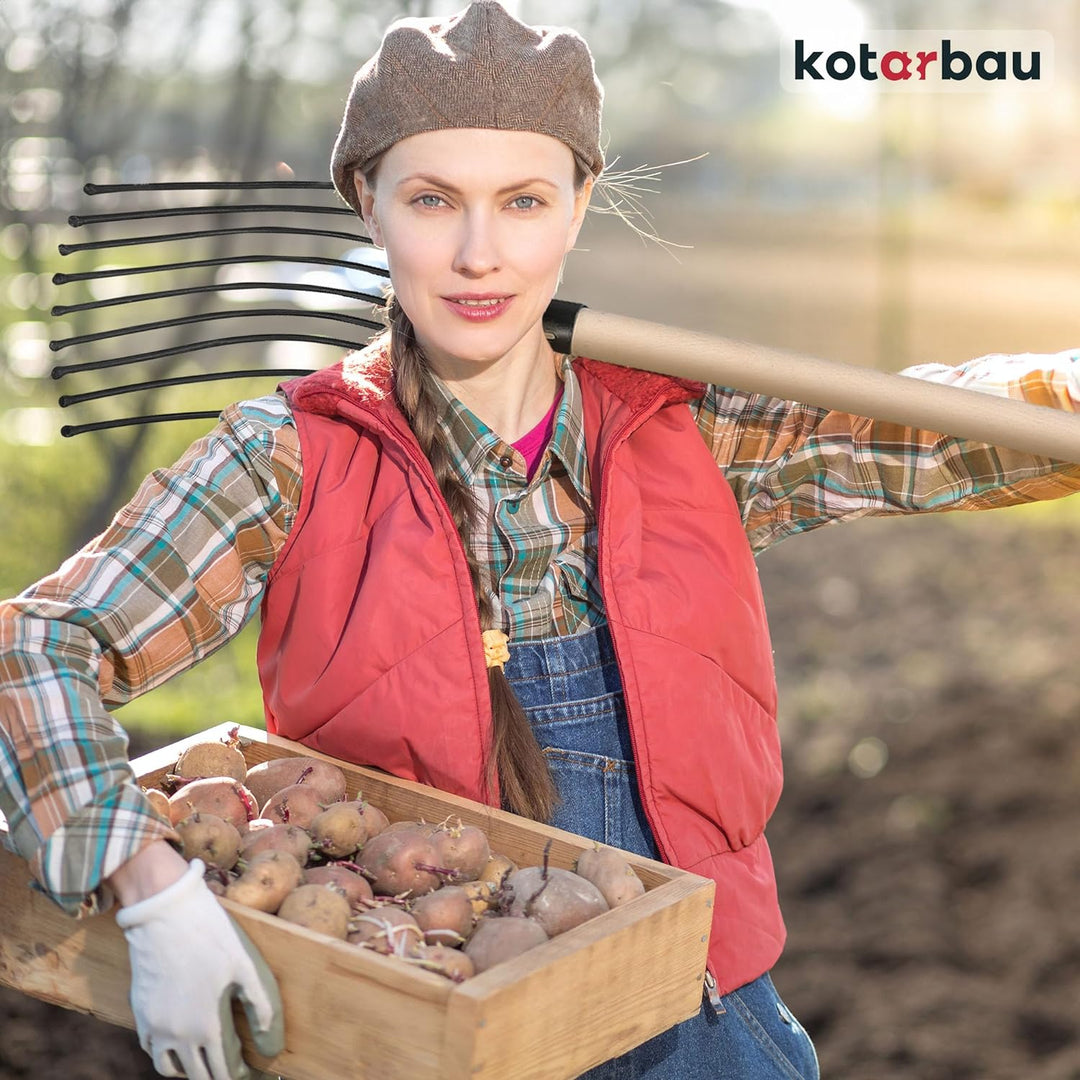 KOTARBAU® Forke 9 Zinken Heugabel Mistgabel Mistforke Gartengabel Gartenforke Dunggabel Spatengabel