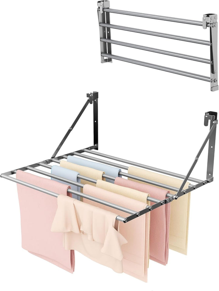 Innotic Wäscheständer Wandmontage Klappbar, Wasserdicht Wäschetrockner Wand Outdoor mit 8 Stangen gr