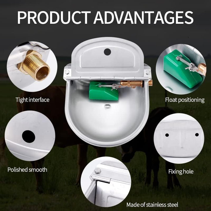 MOGOULUA Automatische Tränkebecken mit Kupfer Schwimmerventil Grosse Kapazität Edelstahl Rindertränk