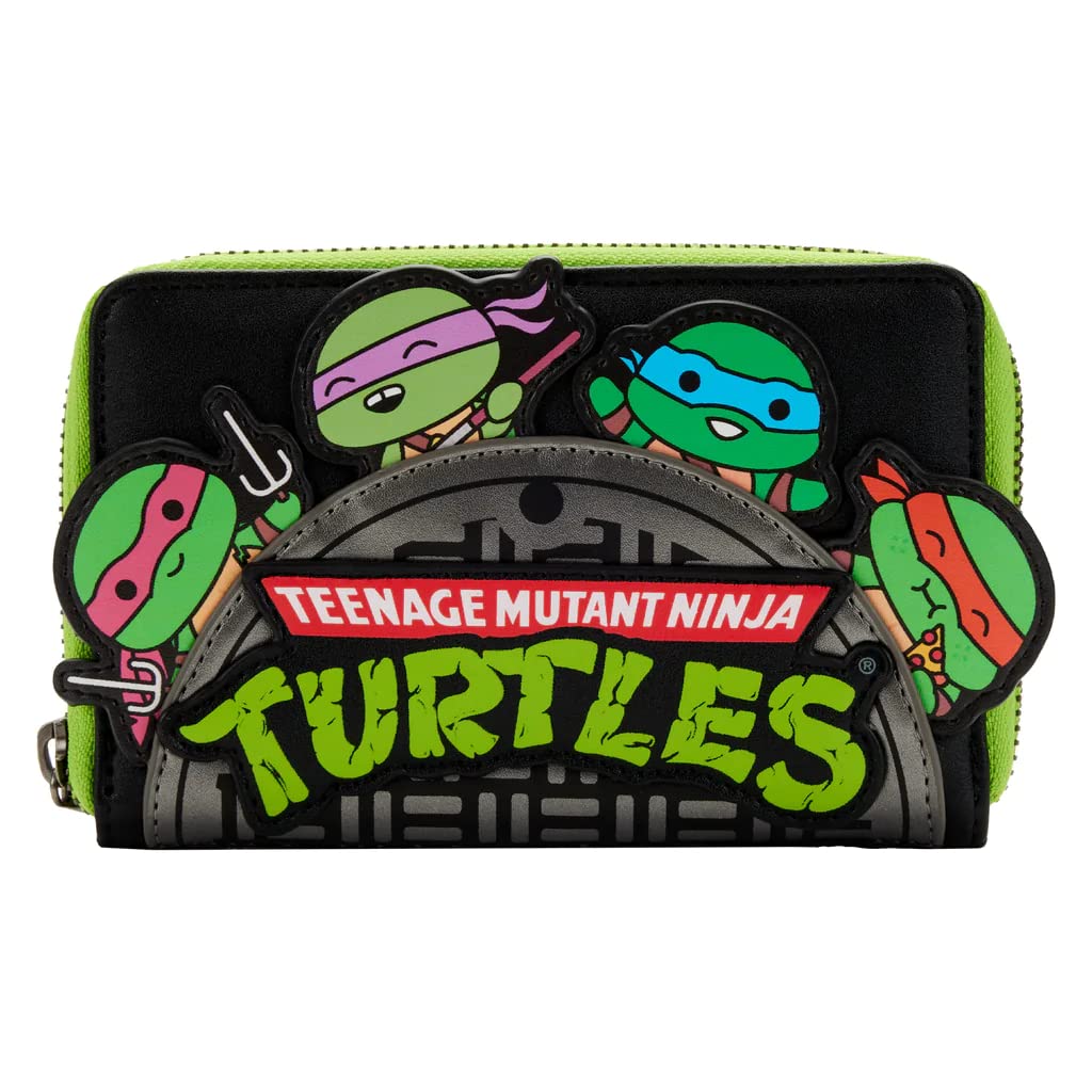 Loungefly TMNT Geldbörse mit umlaufendem Reissverschluss, Mehrfarbig, faltbar