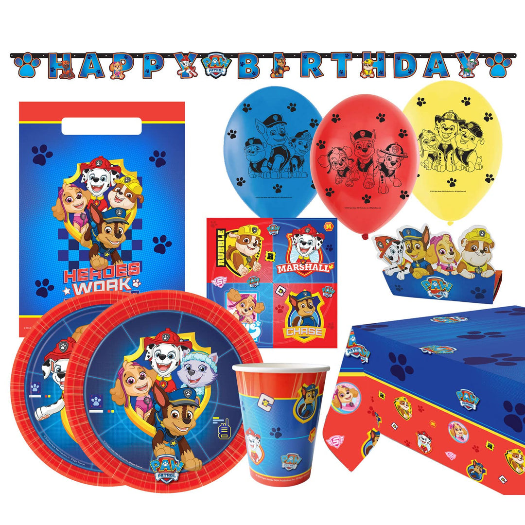 Amscan 9050 0364-66 - Partyset Paw Patrol, 56-teilig, Einweggeschirr &amp; Dekoration, Hunde, Helden, Ti