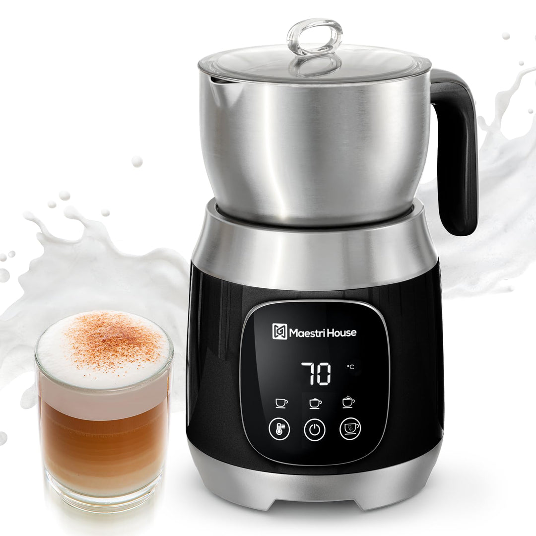 Maestri House 4-in-1 600ml Elektrischer Milchaufschäumer, Spülmaschinenfester Milchdampfer aus Edels