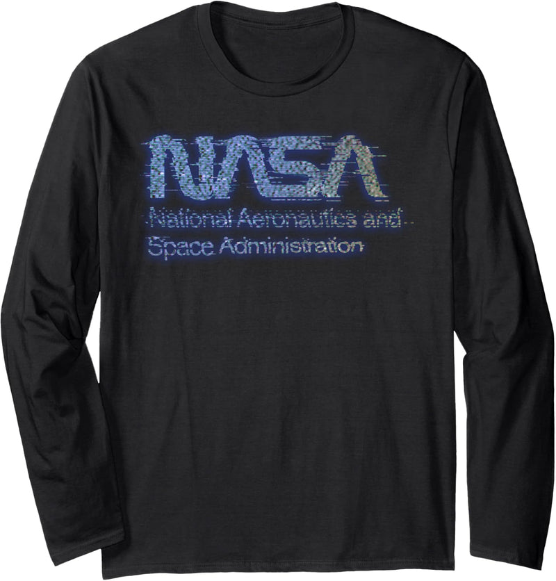 NASA Distorted Computer Text Logo Langarmshirt