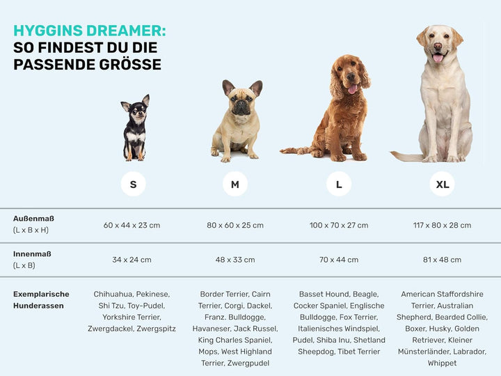 Hyggins Dreamer Pure Hundebett | Bezug abnehmbar und waschbar | Robust und pflegeleicht (S 60 x 44cm