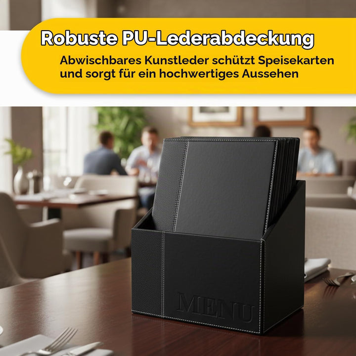 Securit Trendy Range Menükartenbox mit 20 Karten im A4-Format, je 1 doppelseitiger Einleger, Schwarz