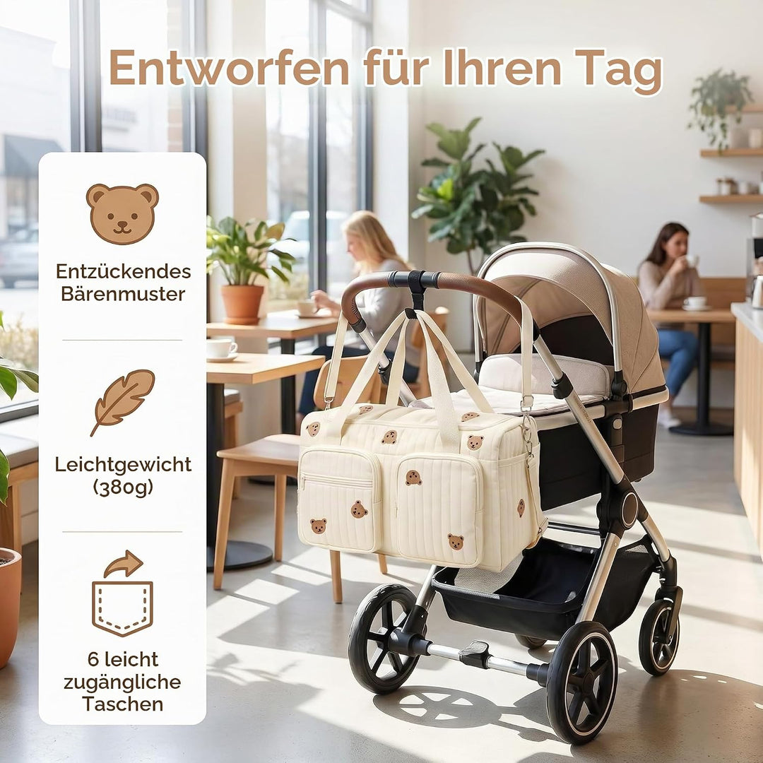 Baby Wickeltasche Grosse Kliniktasche 48x26x22cm Reisewindeltasche Tragetasche Baumwolle Henkeltasch
