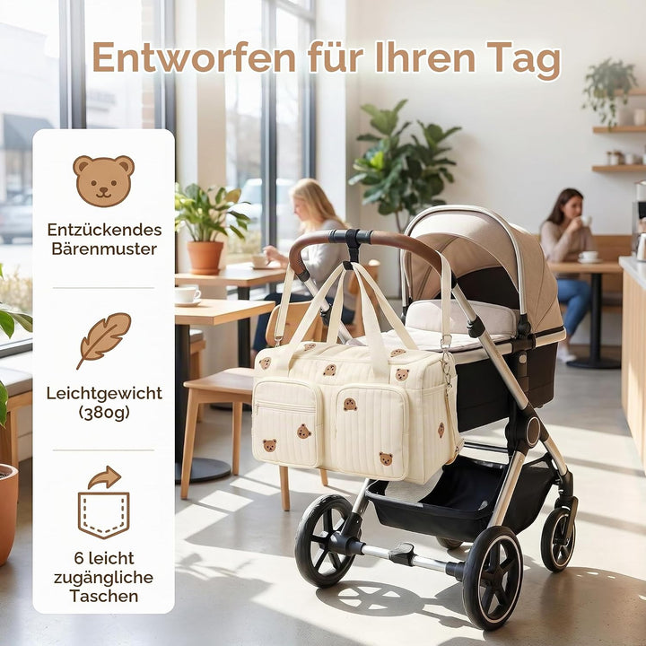 Baby Wickeltasche Grosse Kliniktasche 48x26x22cm Reisewindeltasche Tragetasche Baumwolle Henkeltasch