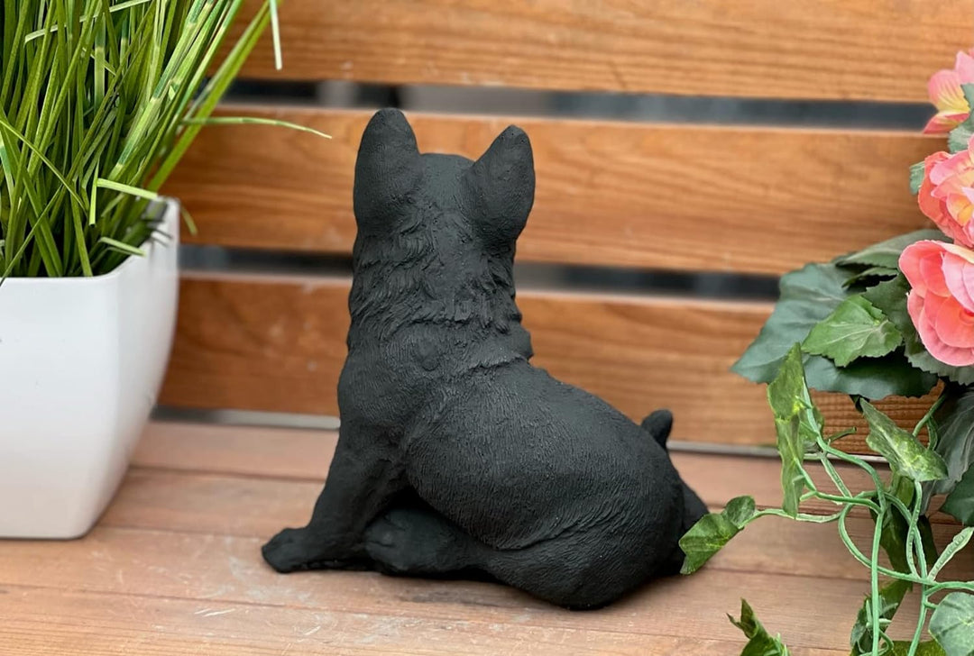stoneandstyle Steinfigur Schäferhund schwarz frostfest