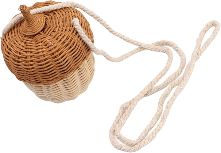 Tissting Rattan Eichel Schultertasche 16cm/6.3in - Handgewebtes Kinderkörbchen für Aufbewahrung und