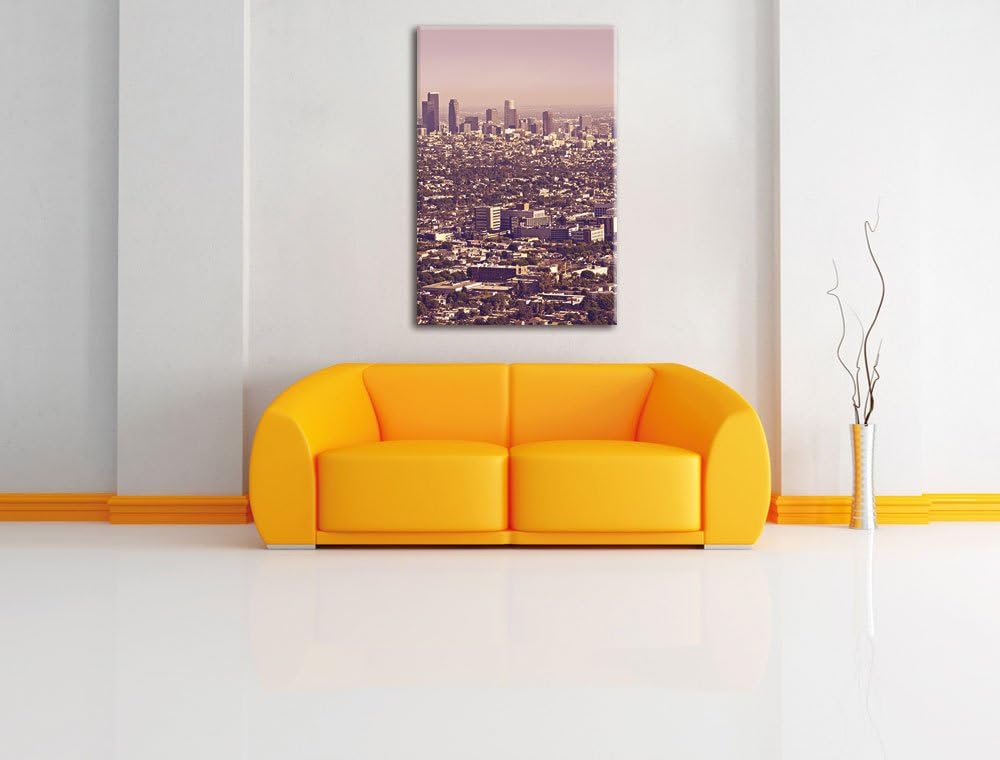 Los Angeles City Skyline, Format: 100x70 auf Leinwand, XXL riesige Bilder fertig gerahmt mit Keilrah