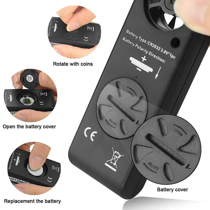 AIOMEST 816B 2er-Pack Digitaler Anemometer, Mini-Hand-Windgeschwindigkeitsmesser zur Messung der Luf