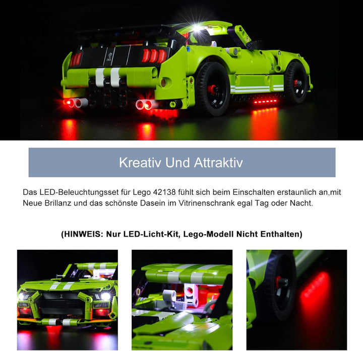 BrickBling Led Beleuchtungsset für Lego Technic Ford Mustang Shelby GT500, Dekorationsbeleuchtungsse