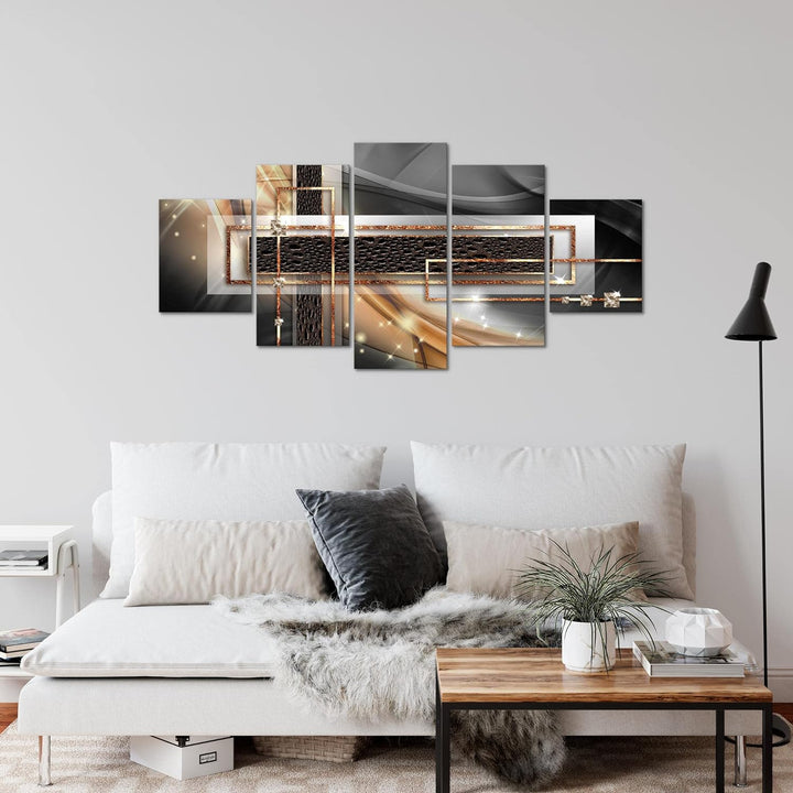 Runa Art Wandbilder Abstrakt 5 Teilig Bild auf Vlies Leinwand Deko Wohnzimmer Schlafzimmer Diamant B
