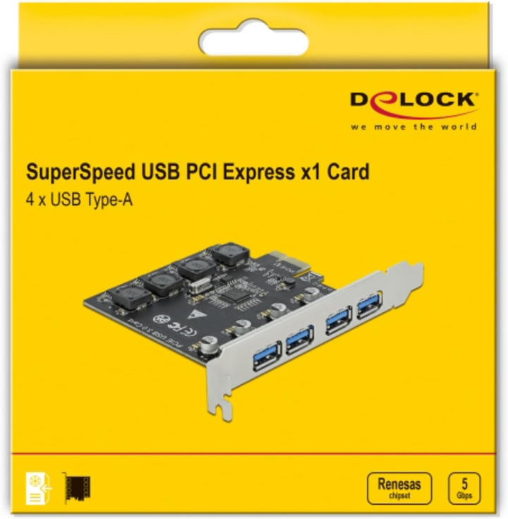 Delock PCI Express x1 Karte zu 4 x extern USB Typ-A Buchse SuperSpeed USB